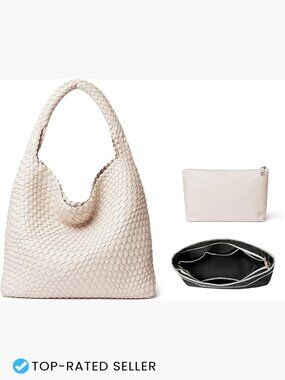 Woven Tote Bag Large Capacity Hobo Shoulder Purse Vegan Leather